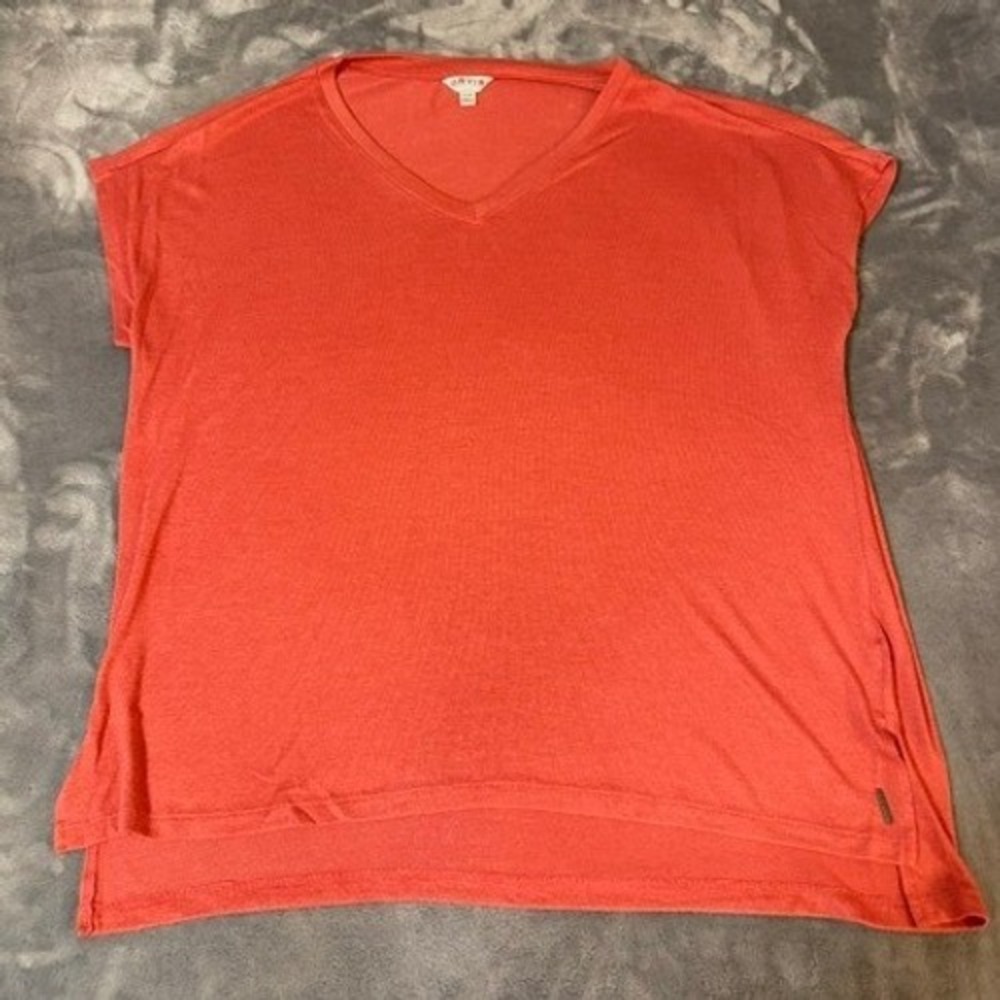 Orvis T-Shirt Women XL Coral Classic Collection V-Neck High-Low Hem Top
